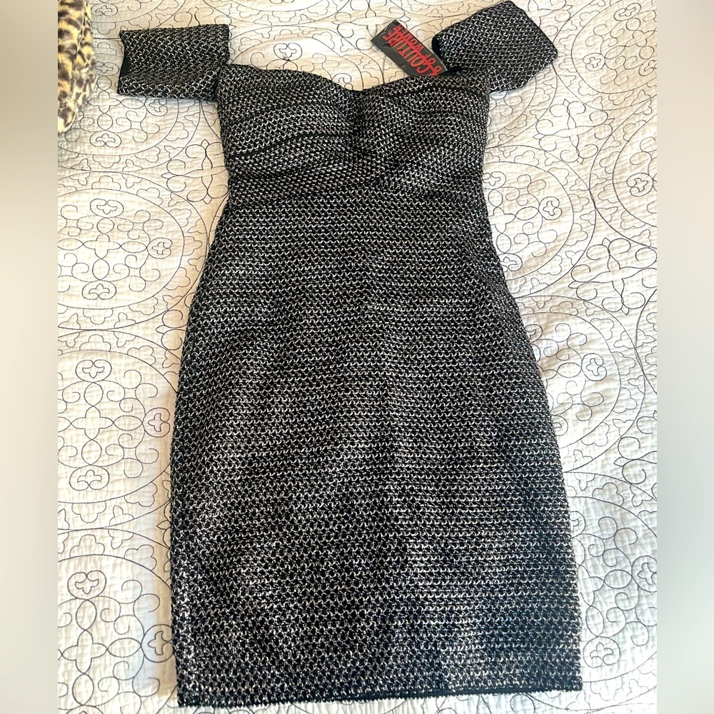 NWT Wow Couture bodycon dress, gunmetal , large